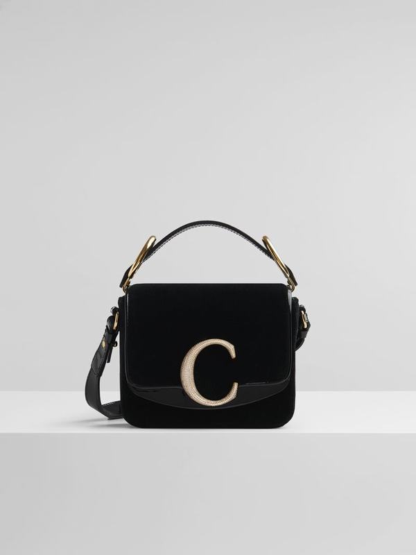 Mini Bolsos Mujer Chloé C Negras Nylon RCEM13704